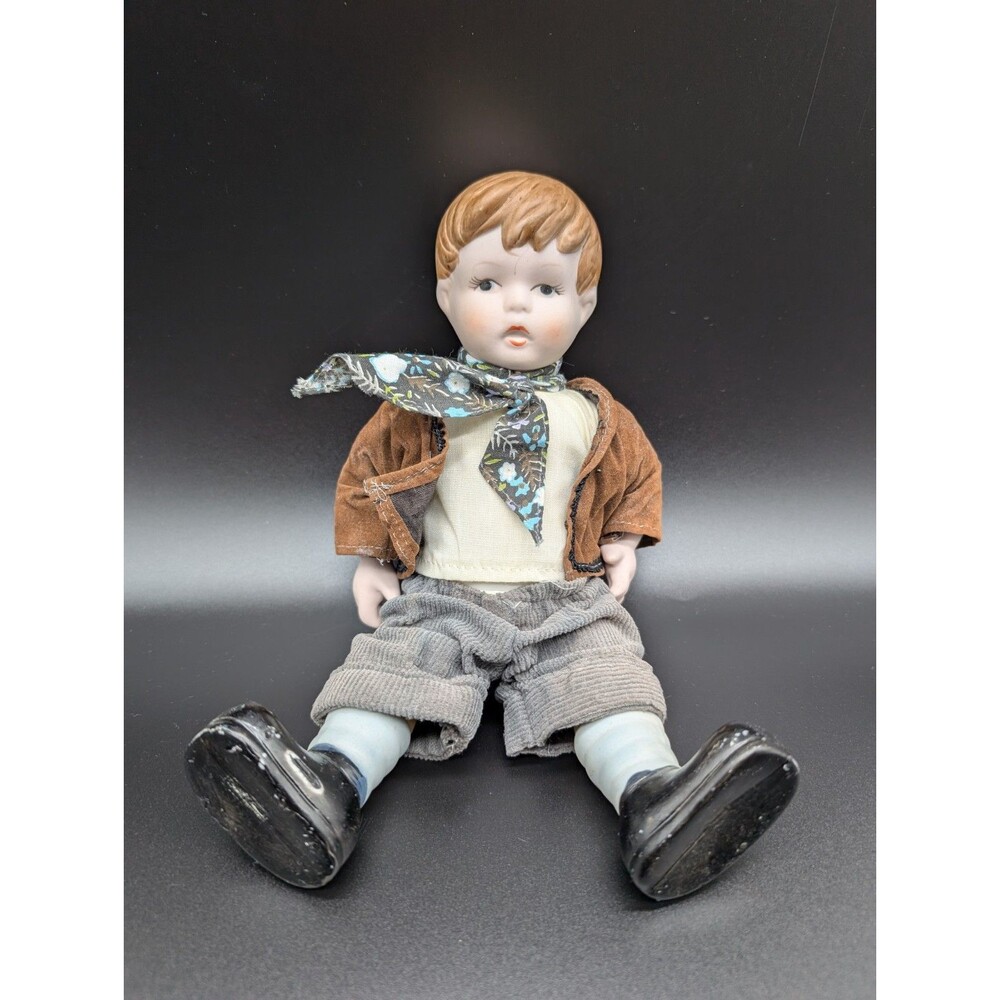 Vintage Oumlet Hansel Bisque Porcelain Doll Strung Joint 10 inches tall